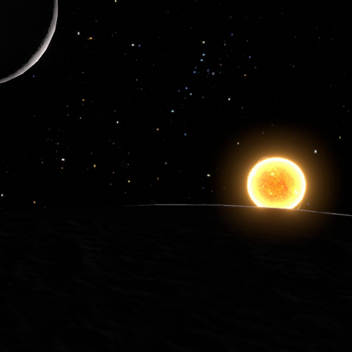 The sun rising over the moon